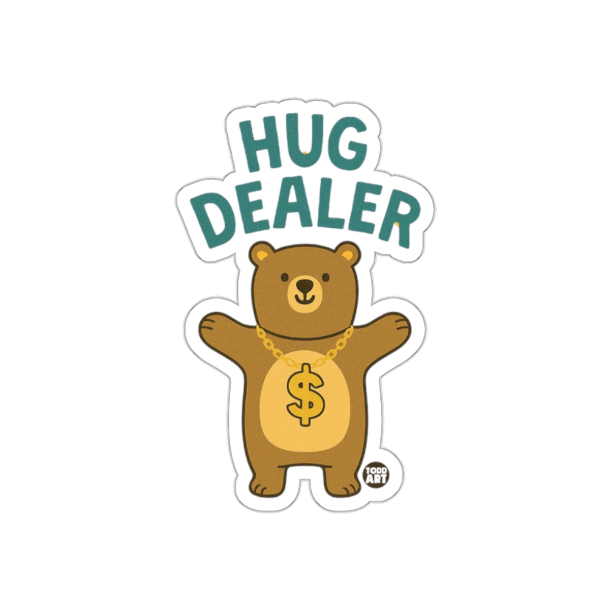 Hug Dealer Bear Sticker Cute Bear with Dollar Chain