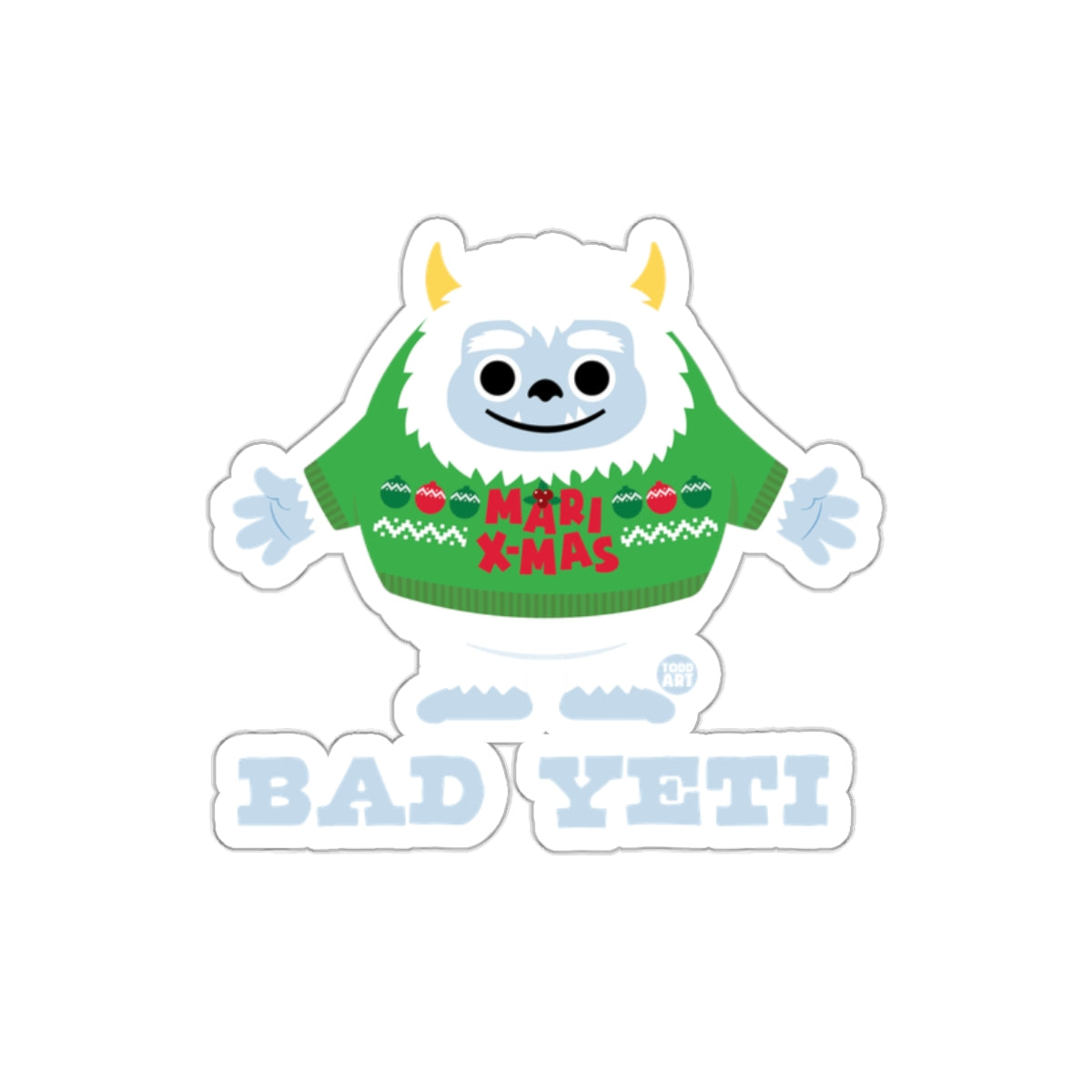 Cute Christmas Themed Bad Yeti Sticker Fun Design