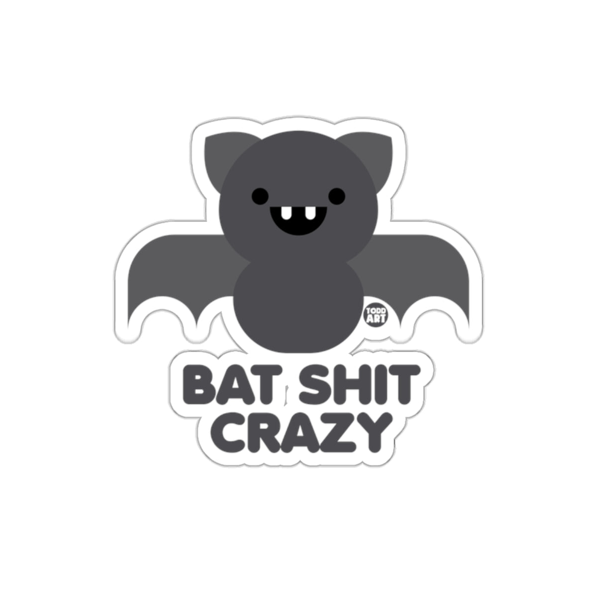 Funny Cartoon Bat Shit Crazy Sticker Product
