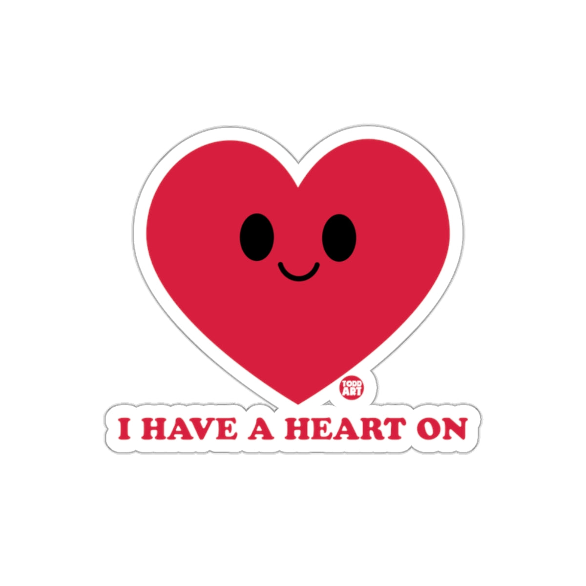 I Have a Heart On Red Heart Smile Face Sticker