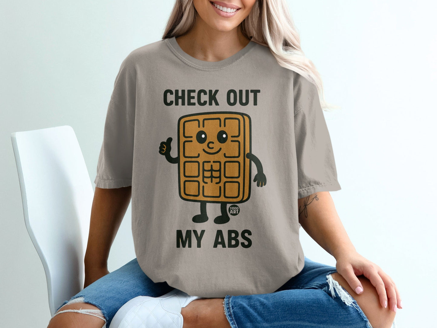 Check Out My Abs Waffle Graphic T-Shirt