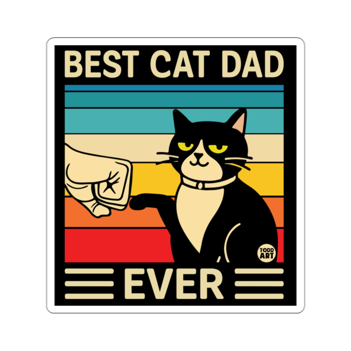 Best Cat Dad Ever Vintage Style Cat Lover Sticker