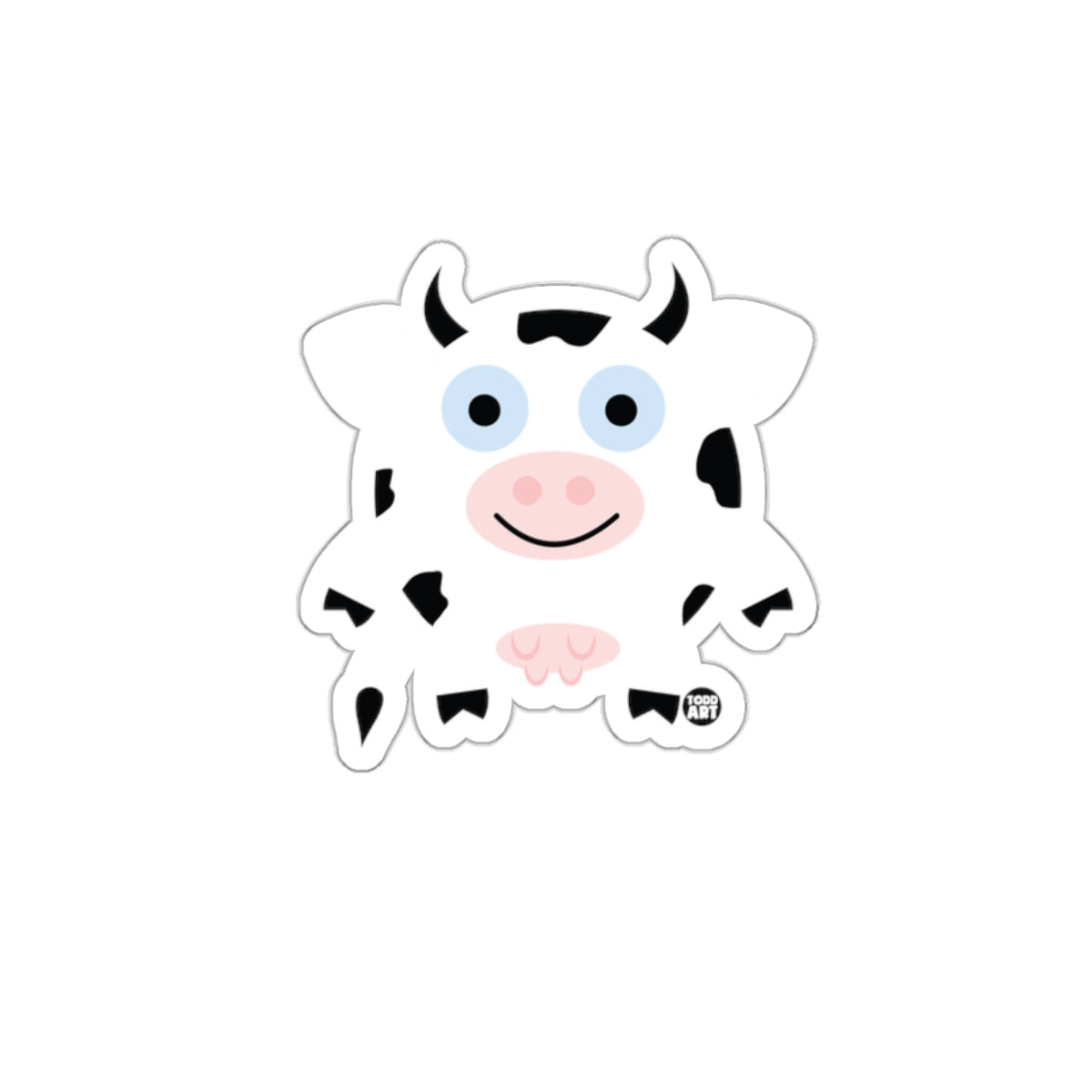 Cute Smiling Cartoon Cow with Black Spots Sticker