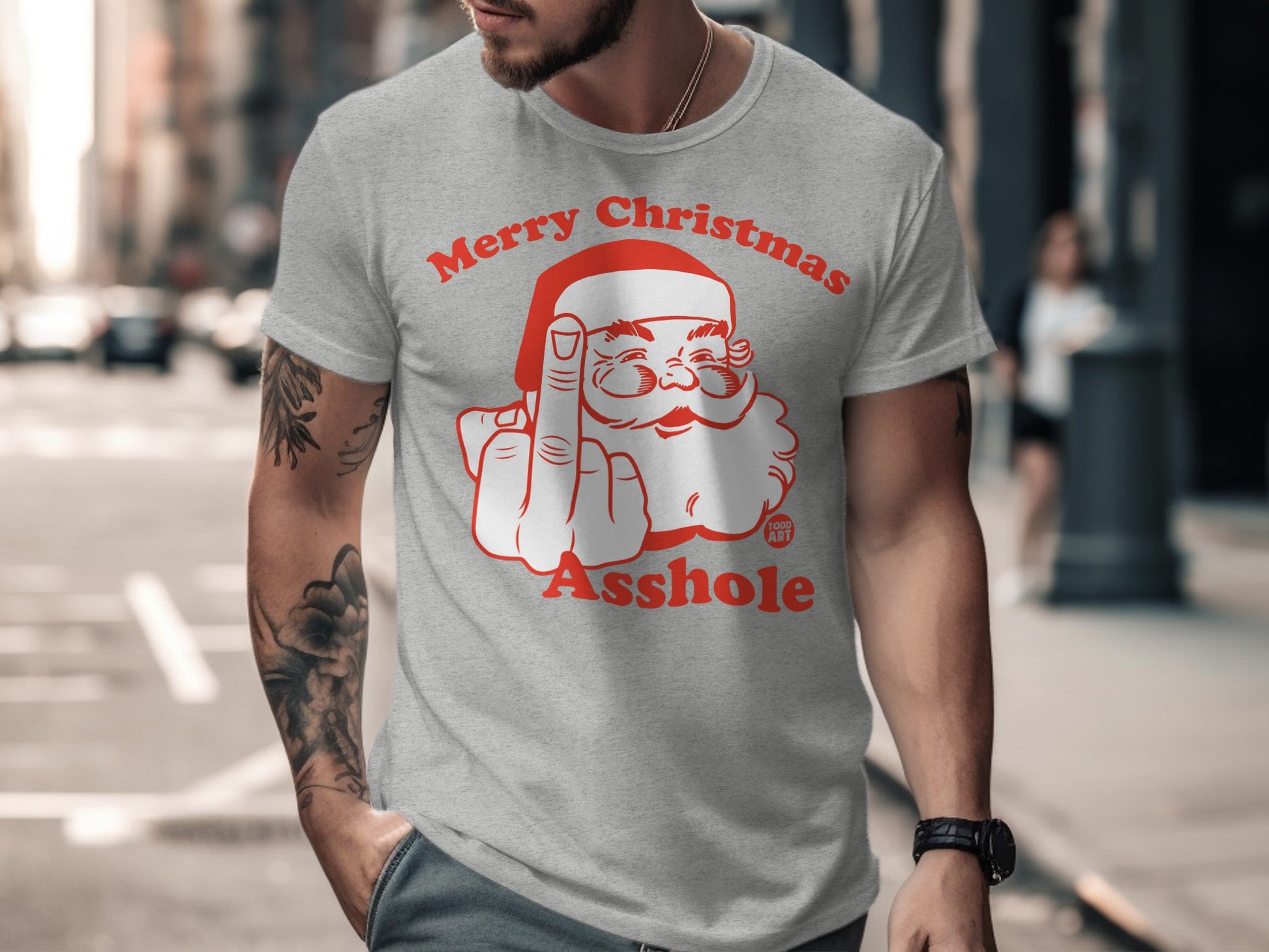 Merry Christmas Asshole Santa Graphic Tee