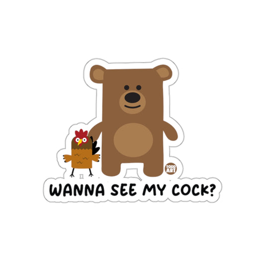 Wanna See My Cock Fun Bear and Chicken Sticker