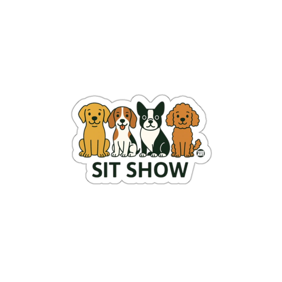 Sit Show Dog Sticker Four Cute Cartoon Dogs Sticker