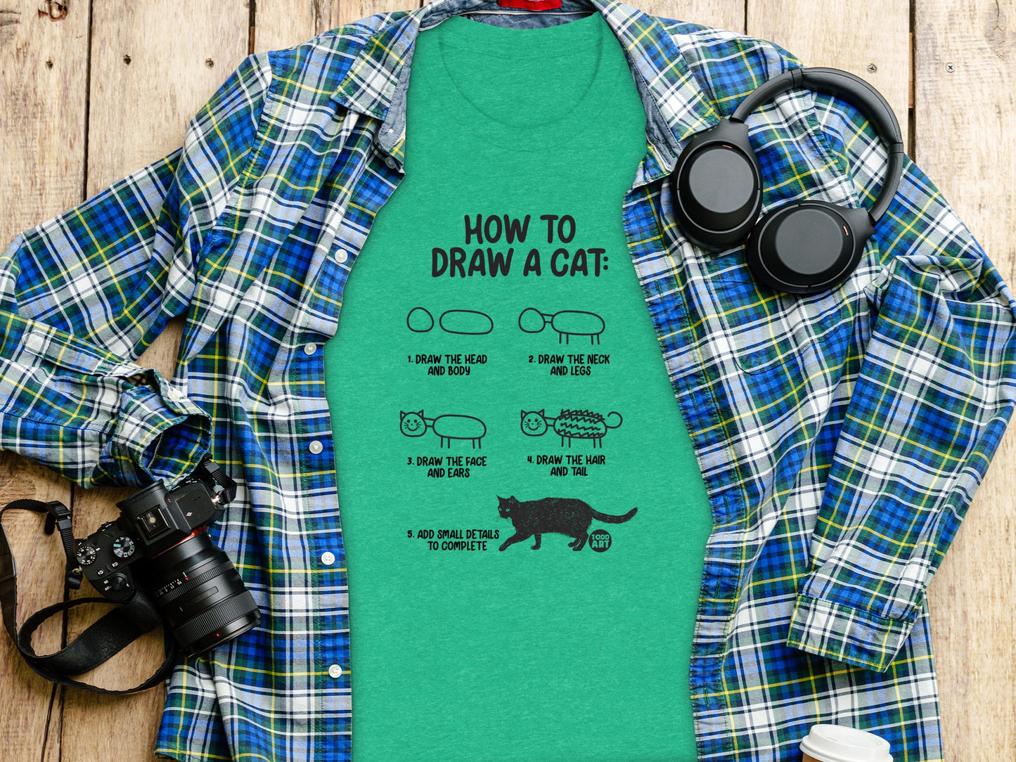 How to Draw a Cat Step by Step Guide T-shirt product