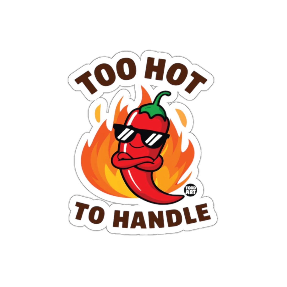Too Hot to Handle Cool Chili Pepper Sticker