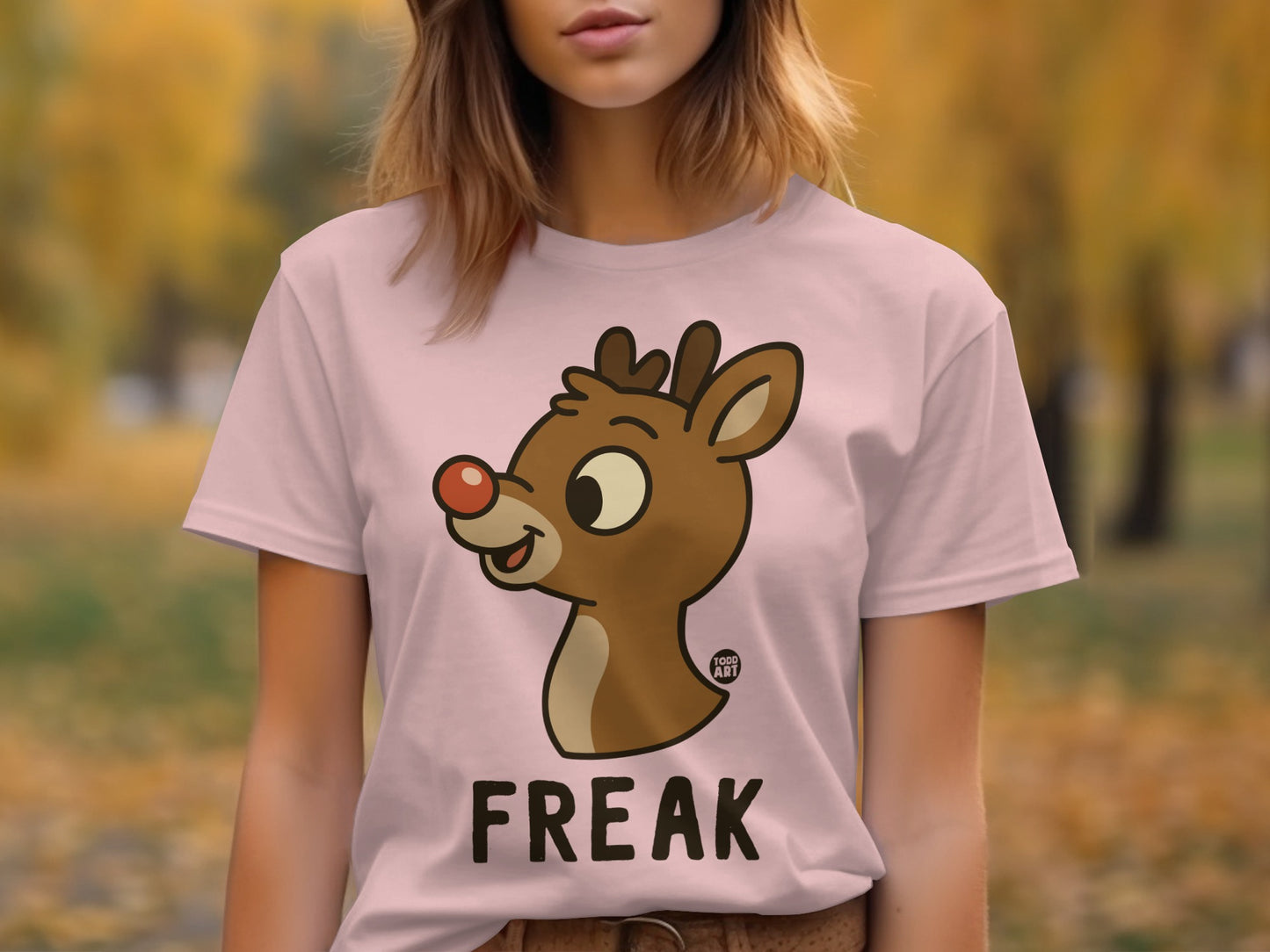 Cute Reindeer FREAK Graphic Tee for Festive Fun