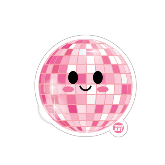 Pink Smiling Disco Ball Sticker by Todd Art