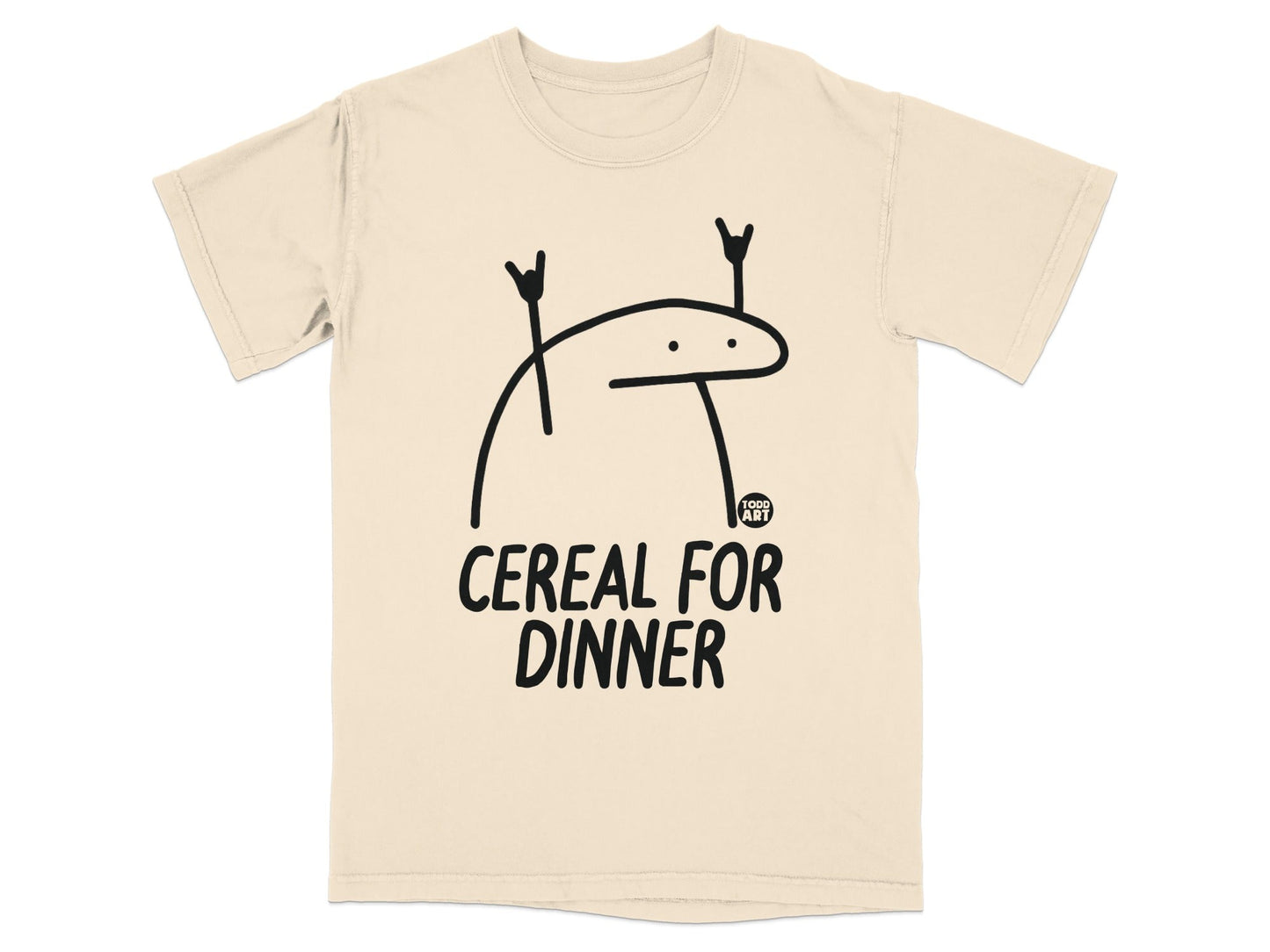 Cereal For Dinner Funny Quirky T-Shirt Graphic Tee