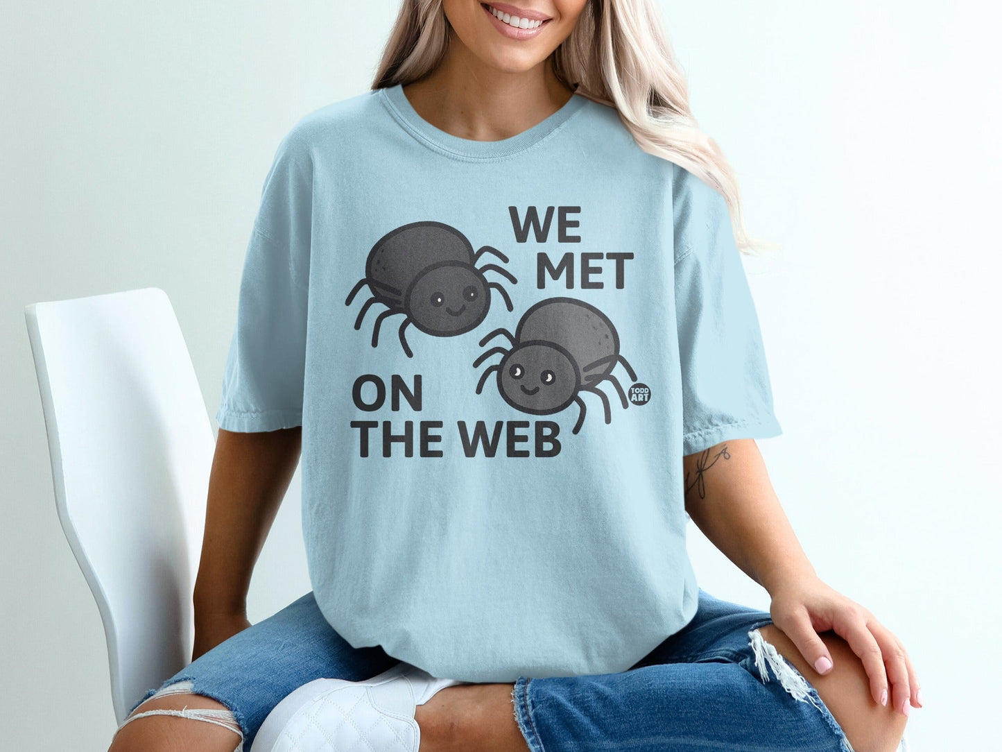 We Met On The Web Cute Spider Design T-shirt