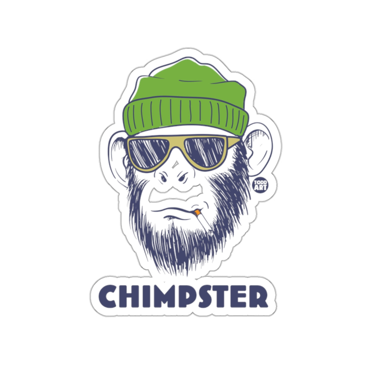 Chimpster Wearing Sunglasses Illustration Sticker