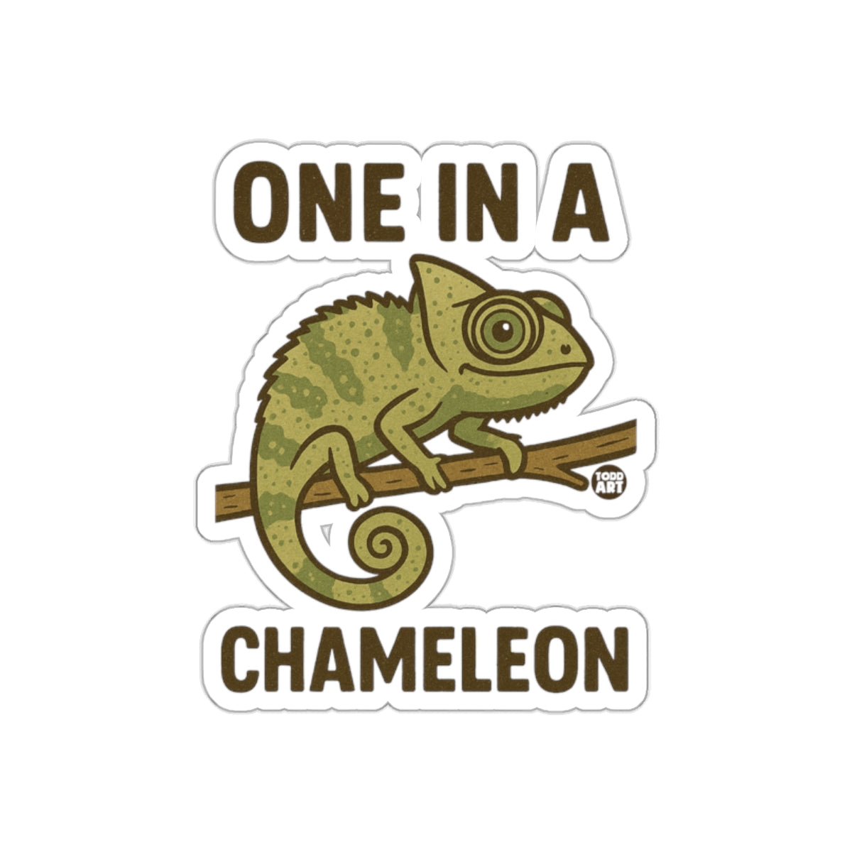 One In A Chameleon Sitting On Branch Cute Reptile Stickers