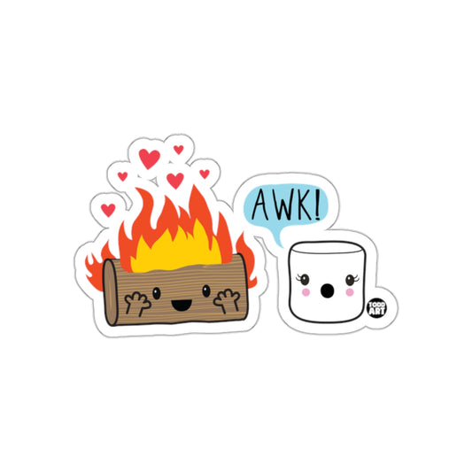 Adorable Firewood and Marshmallow Sticker Design