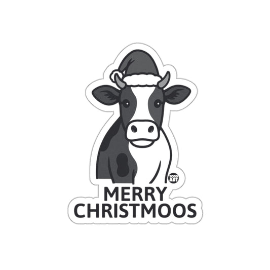 Merry Christmoos Christmas Cow Art Sticker