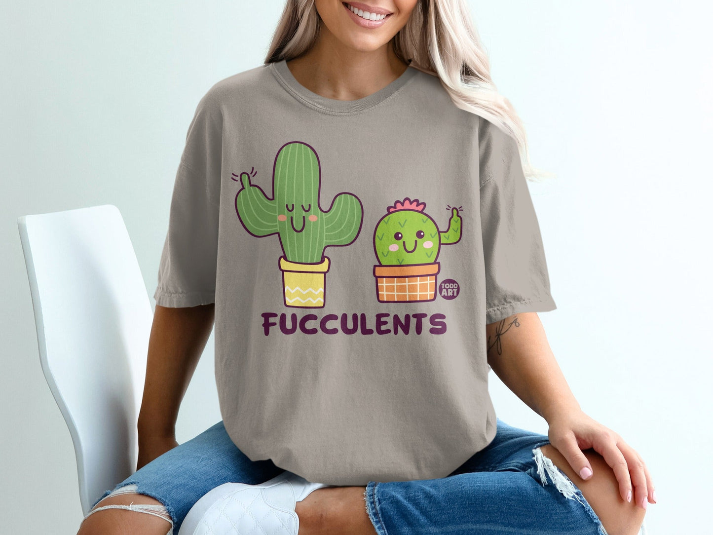 Cute Succulent Cartoon Graphic Fucculents T-shirt