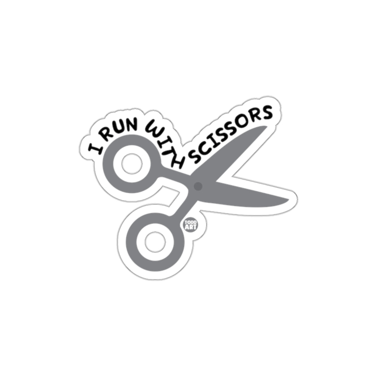 I Run with Scissors Funny Sticker for Laptops or Cars