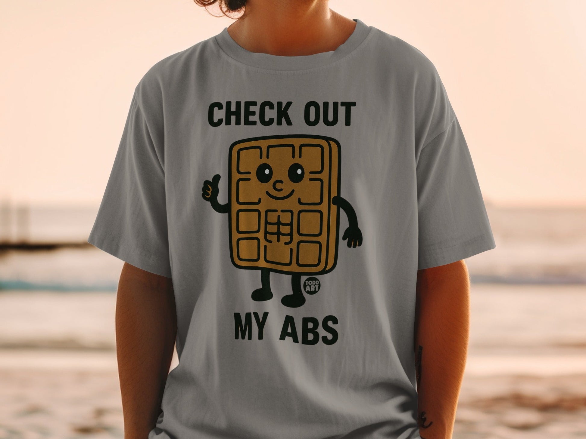 Check Out My Abs Waffle Character Graphic T-Shirt
