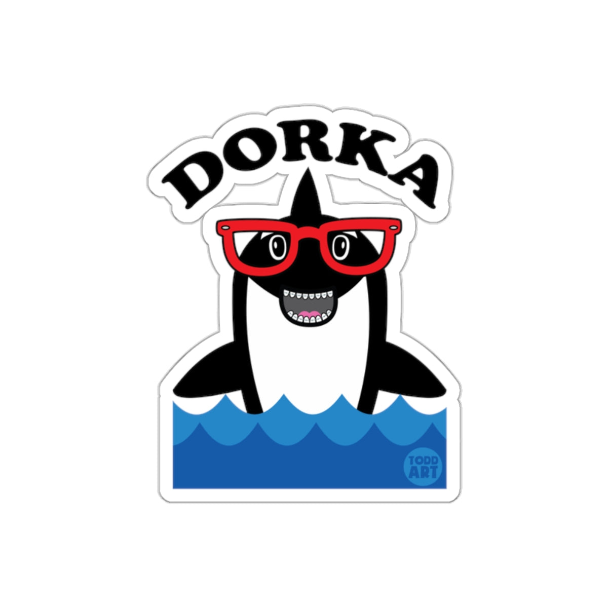 Dorka Orca with Red Glasses Todd Art Illustration Stickers