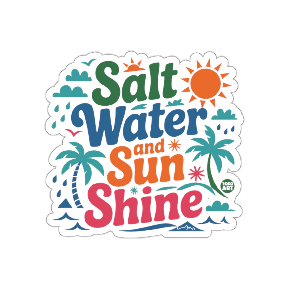 Salt Water and Sunshine Sticker Beach Scene Artwork