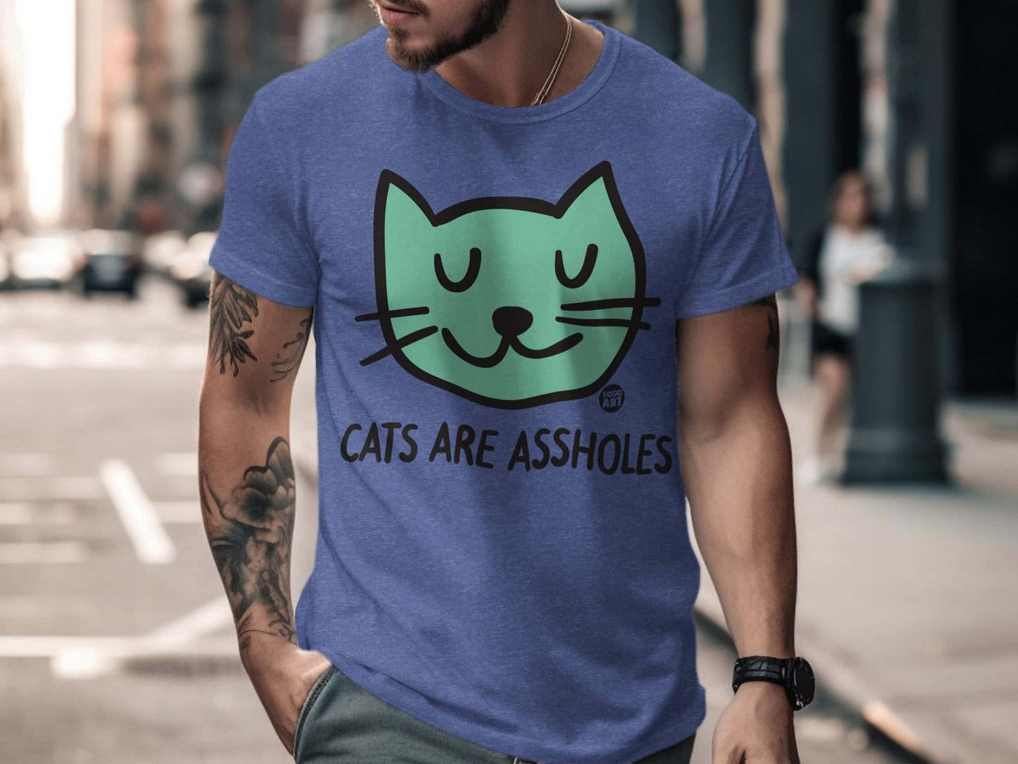 Cats Are Assholes Design Blue Cat Shirt product type