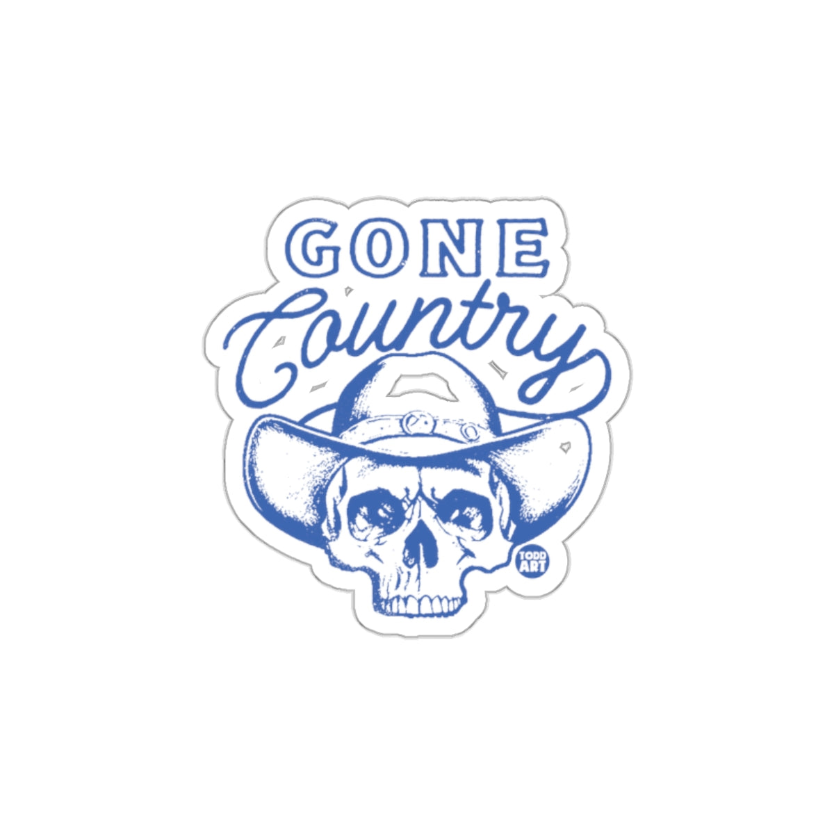 Gone Country Skull Cowboy Hat Sticker product