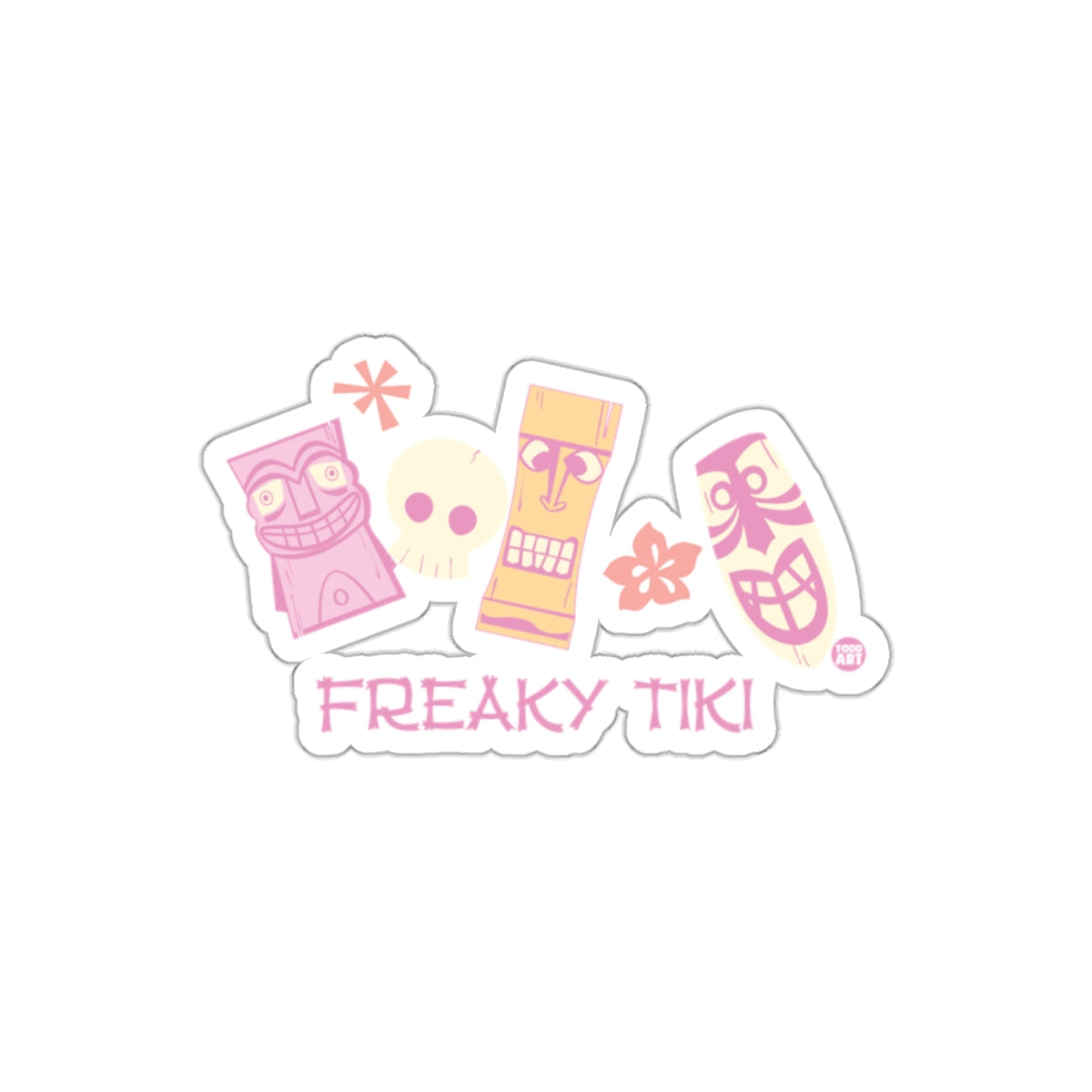 Colorful Freaky Tiki Art Sticker for Funny Decor