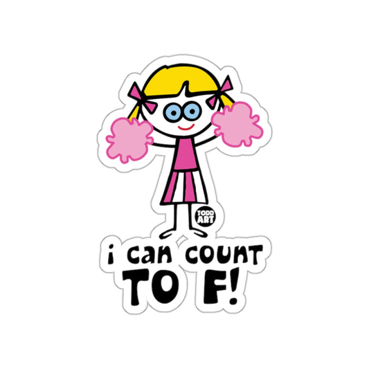 I Can Count To F Cheerleader Cartoon Sticker