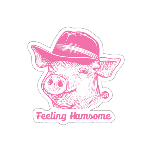Feeling Hamsome Pig with Hat Pink Color Illustration Stickers