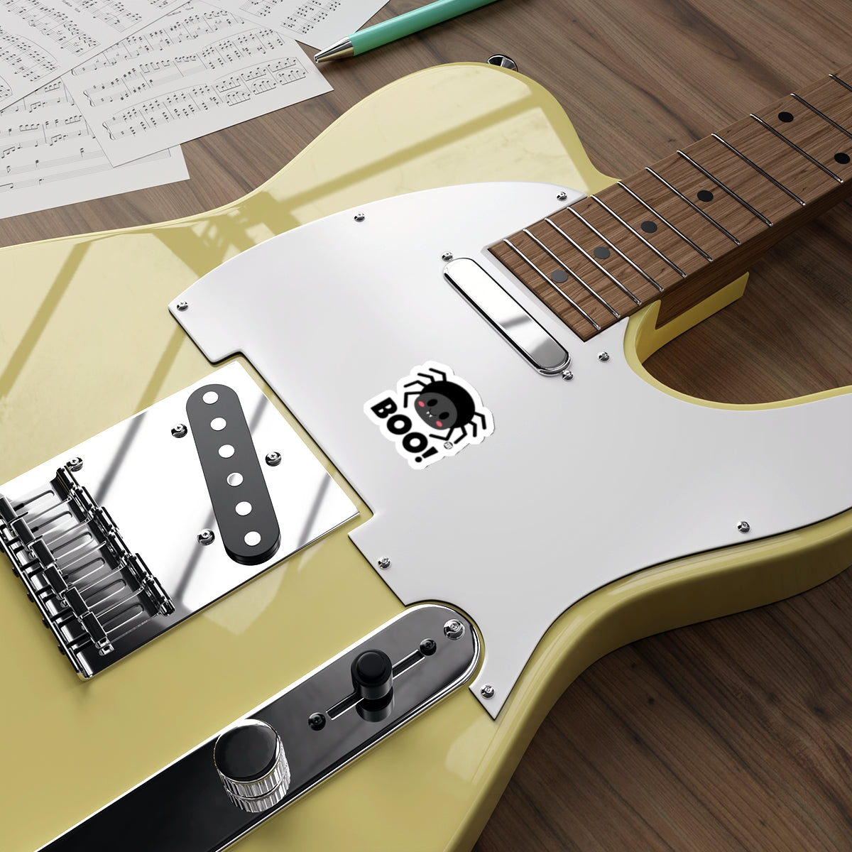 Cute Boo Spider Sticker for Halloween Guitar Decor