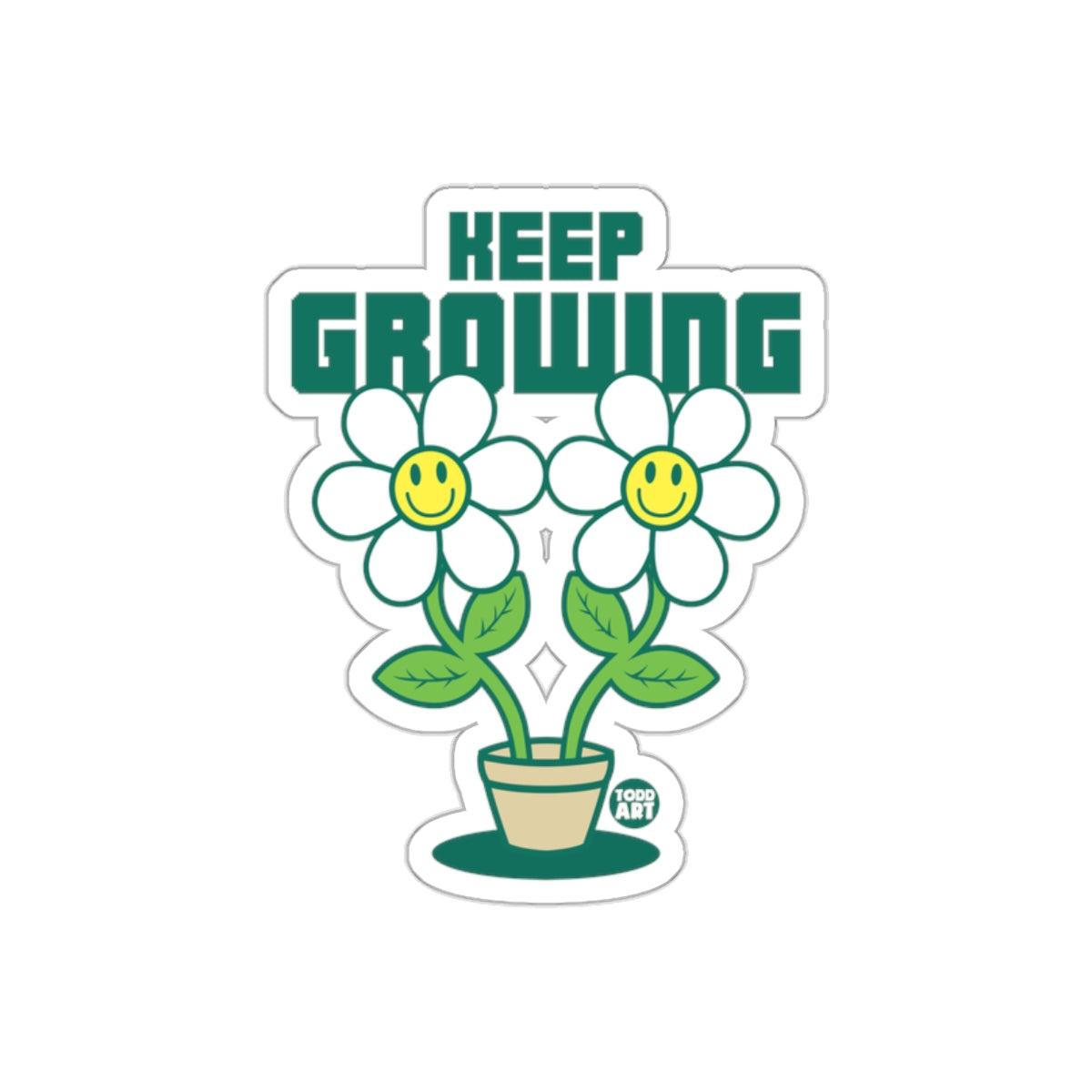 Keep Growing Smiley Flower Pot with Todd Art Stickers