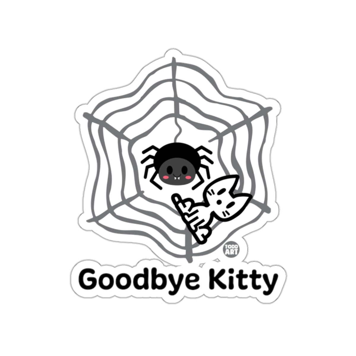 Goodbye Kitty Spider Web Unique Sticker Design