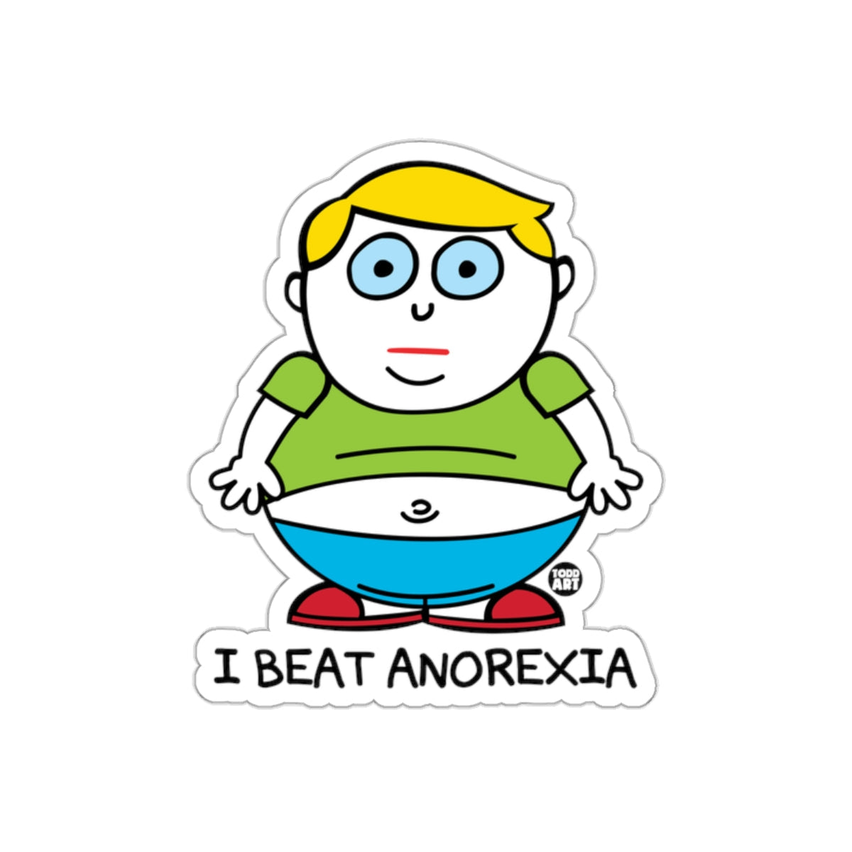 I Beat Anorexia Funny Cartoon Sticker