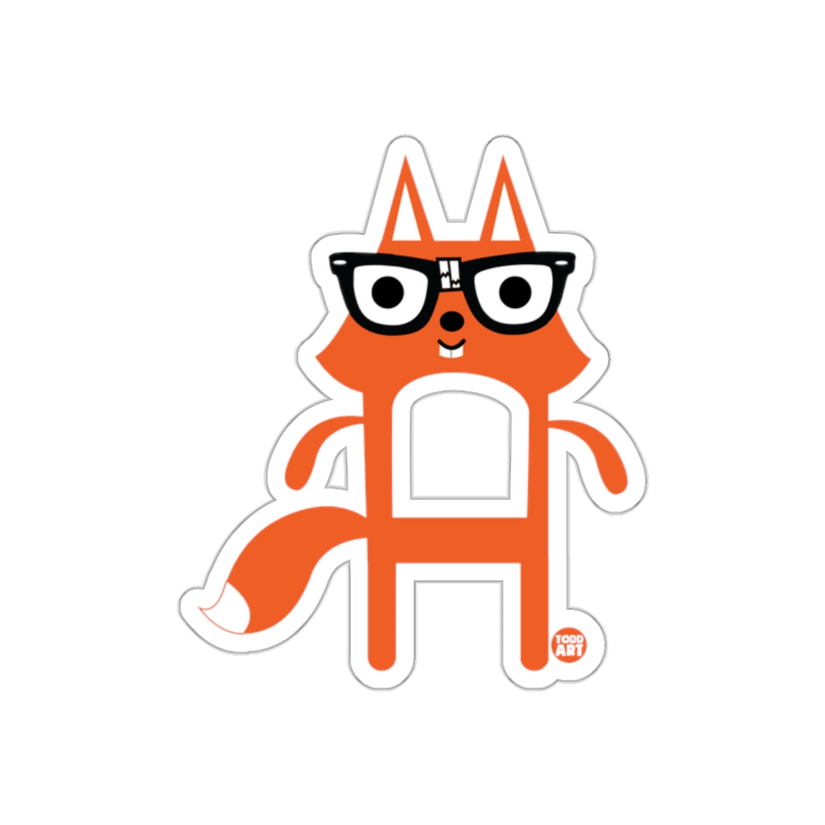 Cute Fox Character with Glasses Sticker Design
