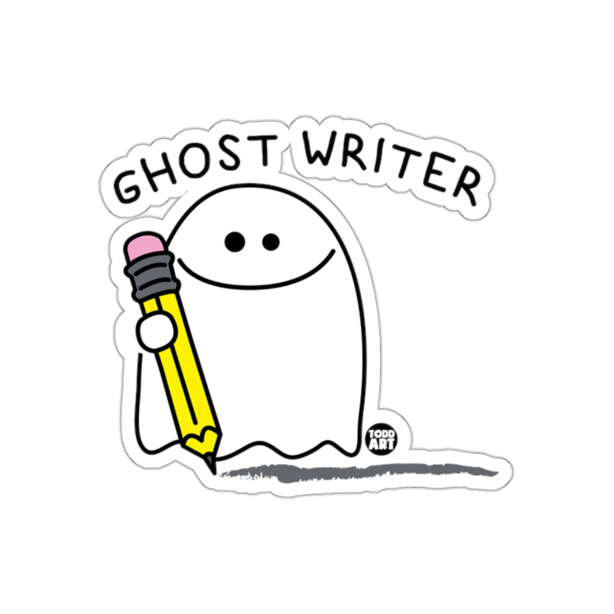 Ghost Writer Todd Art Sticker with Pencil Sketch Design