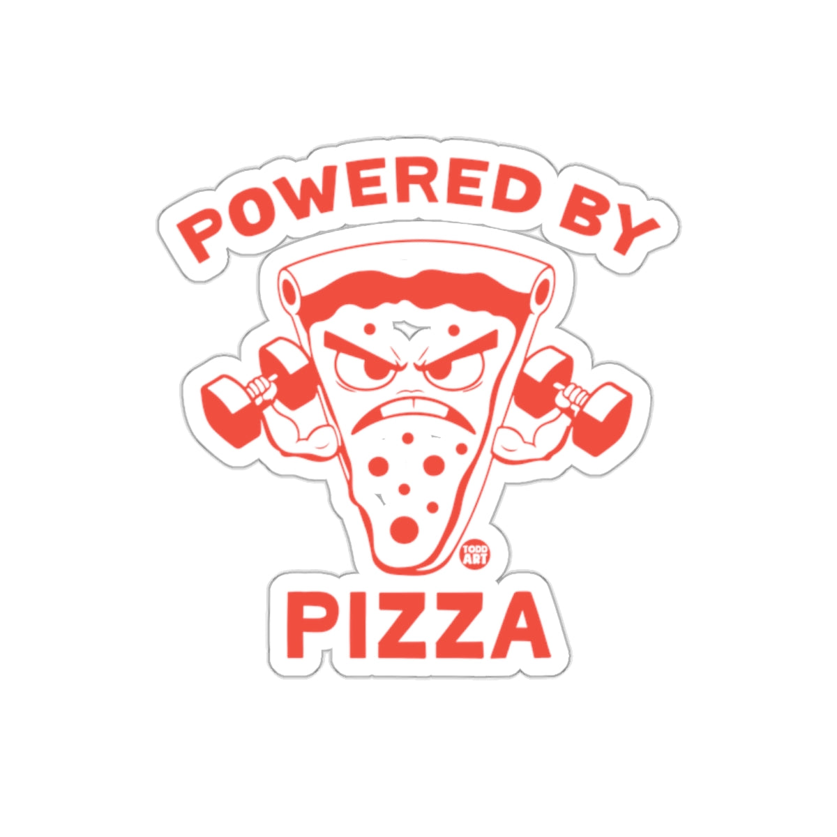 Powered By Pizza With Angry Slice Cartoon Stickers