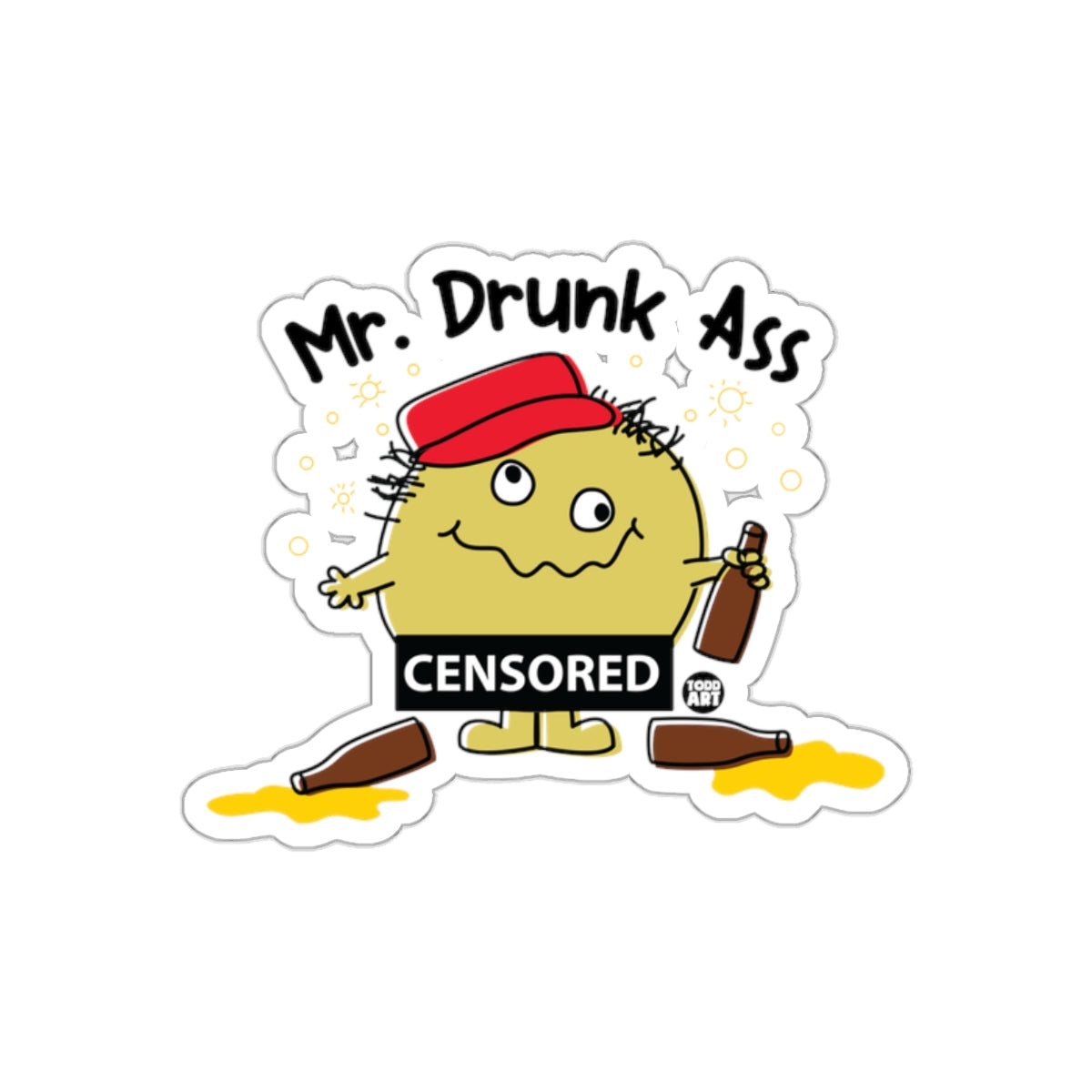 Mr. Drunk Ass Censored Funny Sticker for Humor