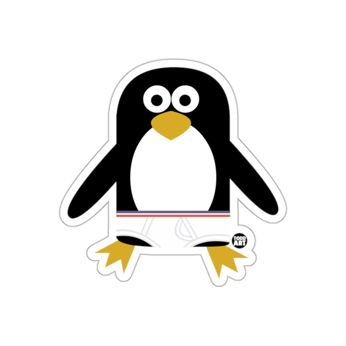 Cute Cartoon Penguin with Yellow Feet Sticker