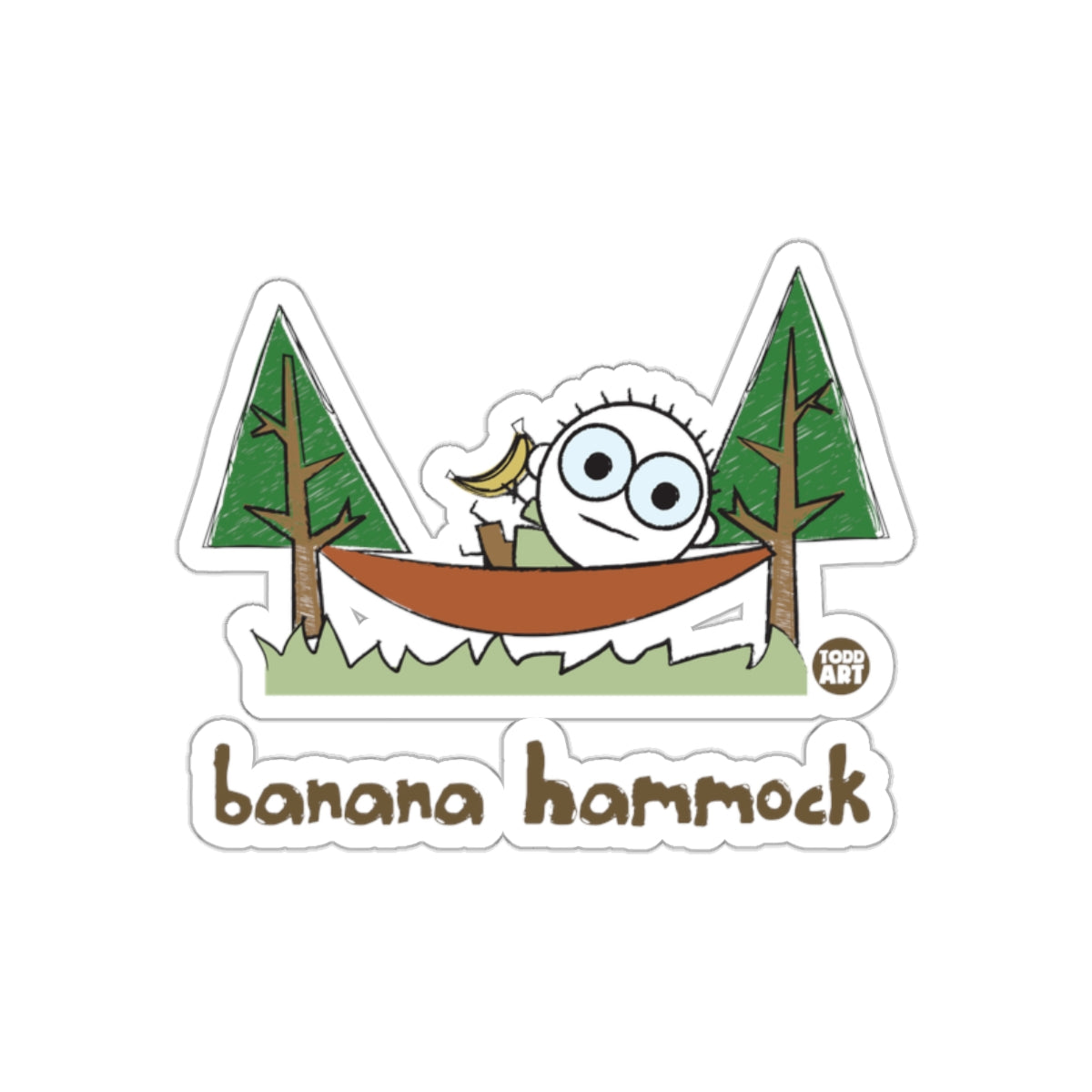 Fun Banana Hammock Character Sticker for Outdoor Lovers