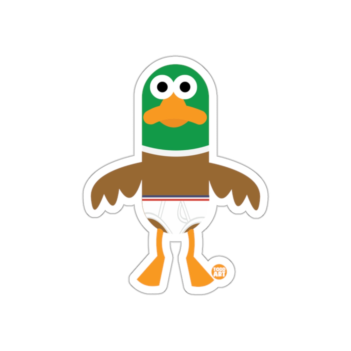 Funny Cartoon Duck With Boxer Shorts Sticker