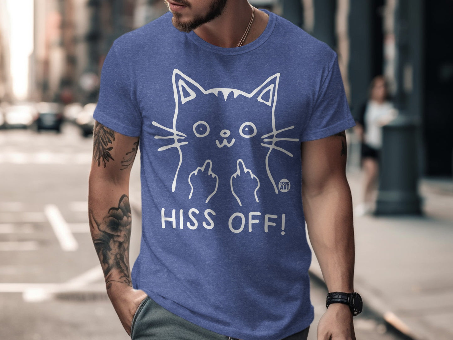 Hiss Off Whimsical Cat Illustration T-shirt product