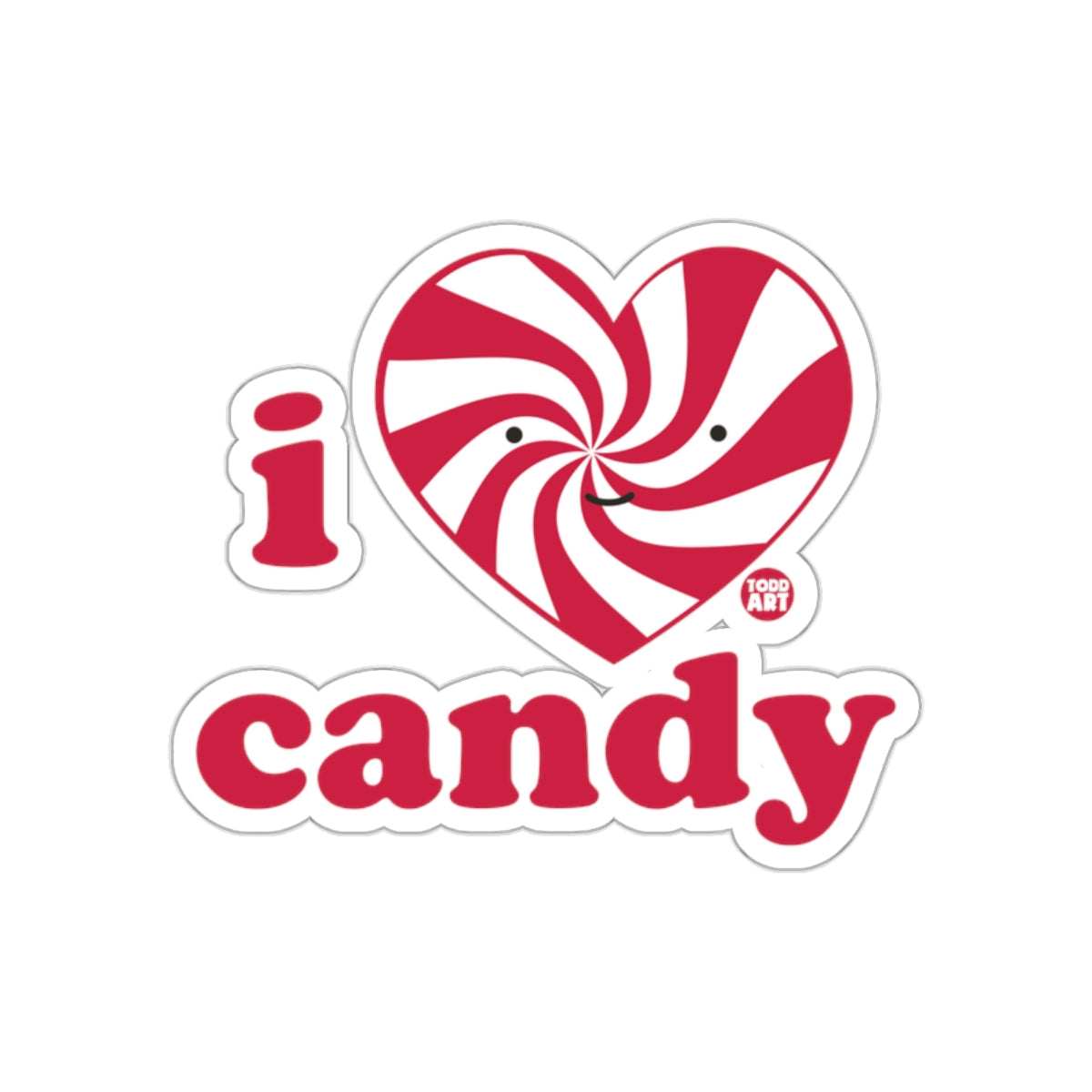I Heart Candy Peppermint Swirl Sticker Design