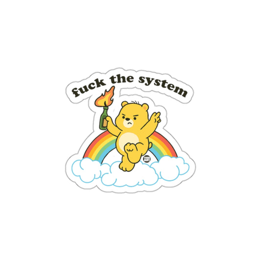 Fuck the System Rainbow Bear Sticker