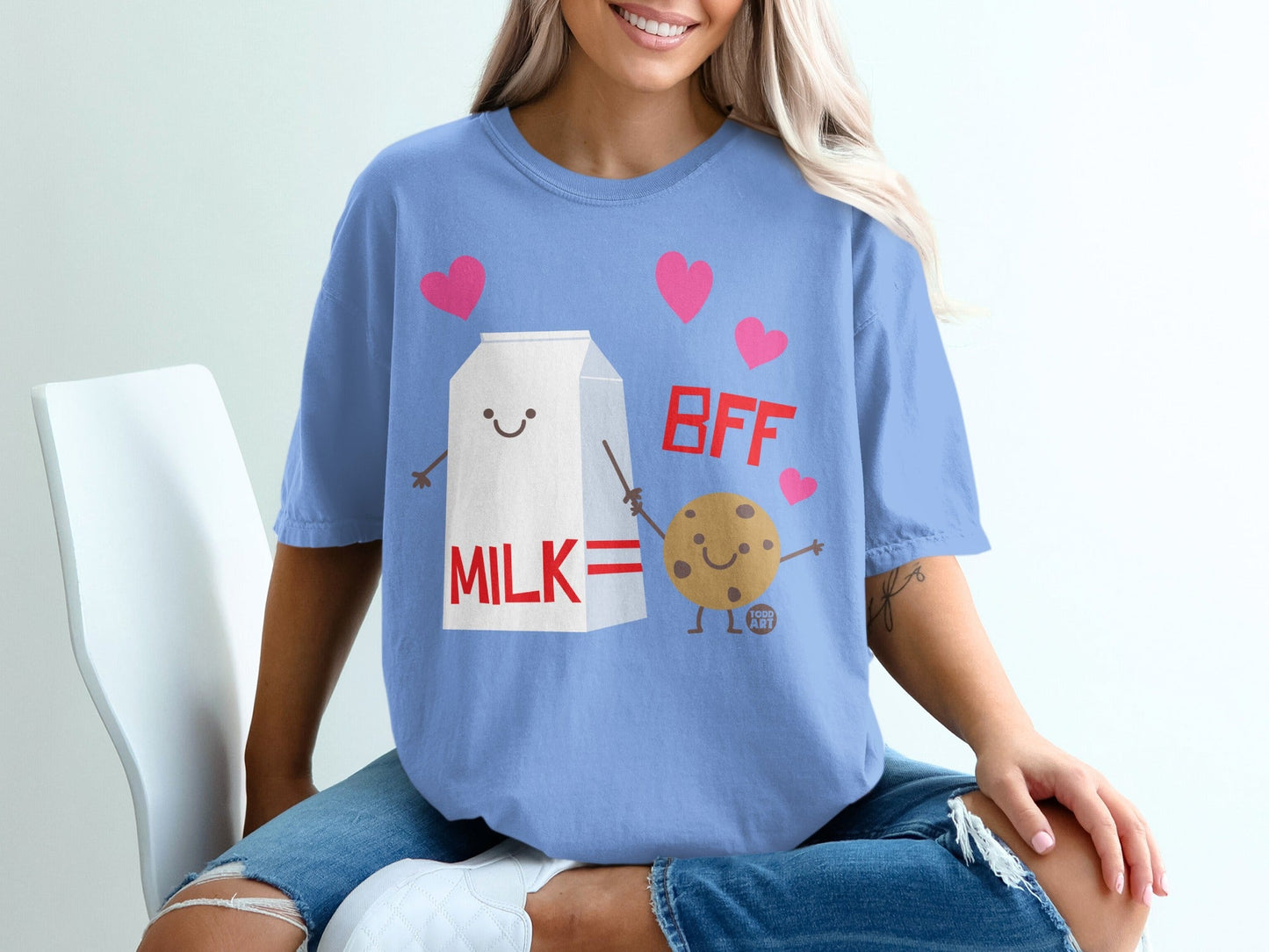 Cute Milk and Cookie BFF Design T-Shirt for Friends