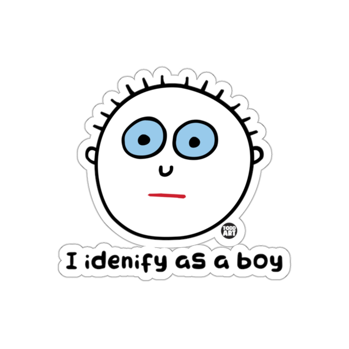I Identify as a Boy Funny Cartoon Face Sticker
