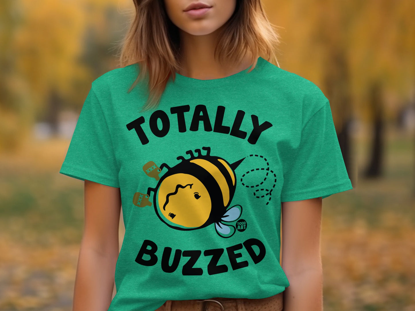 Totally Buzzed Fun Graphic Green T-shirt