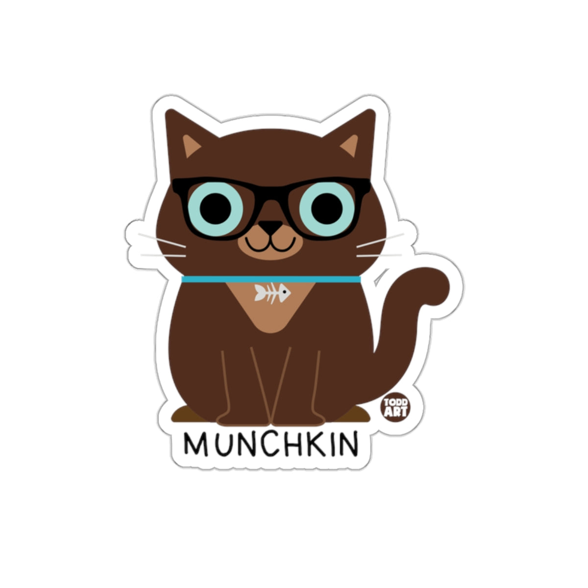 Todd Art Munchkin Cat with Glasses Sticker