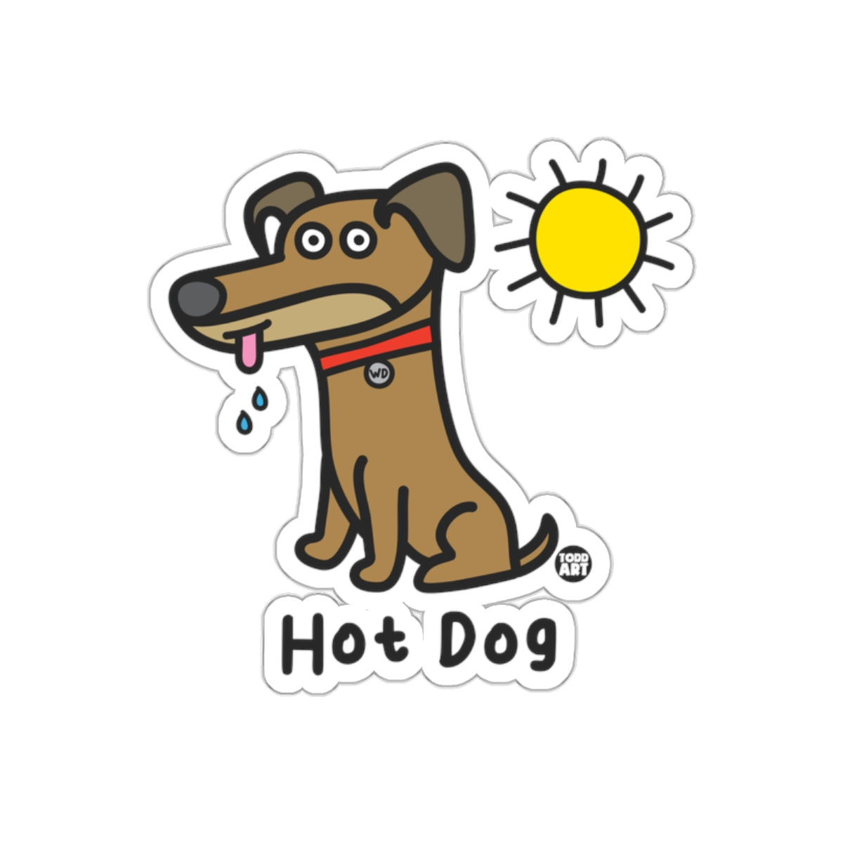 Hot Dog Cartoon with Sun Illustration Sticker