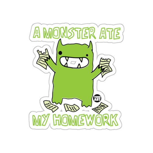A Monster Ate My Homework Cute Graphic Sticker